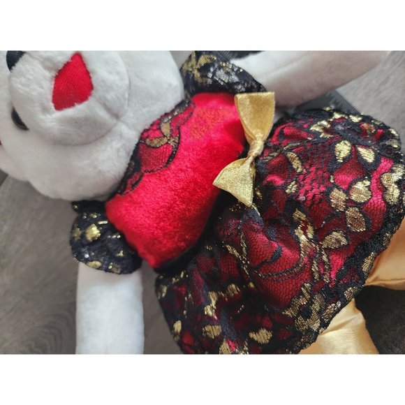 2015 WalMART CHRISTMAS Snowflake TEDDY BEAR White Girl 13" Red/black Dress - Picture 3 of 9